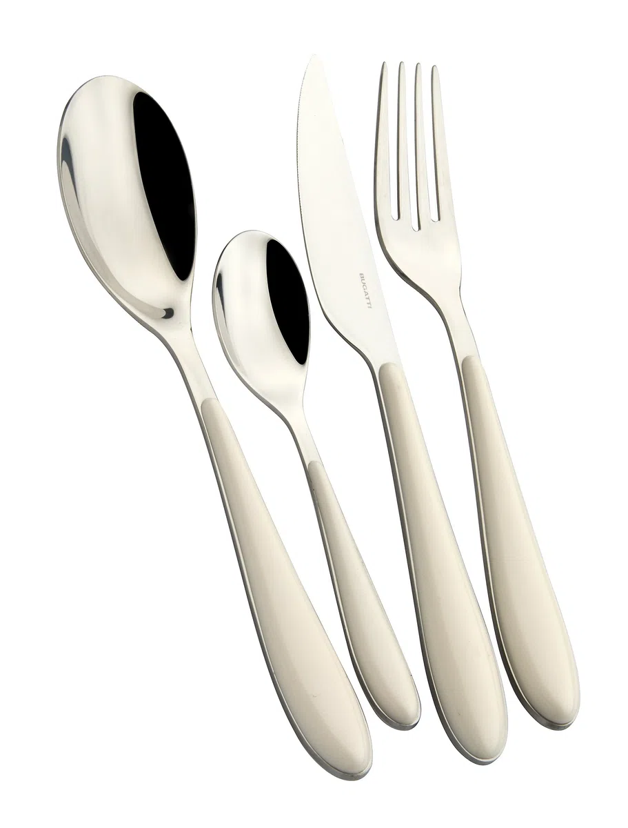 Bugatti GGAU-023F50 Gioia Tafelservice, SAN/Stahl, 22 x 8 x 30 cm, elfenbeinfarben, 24-teilig