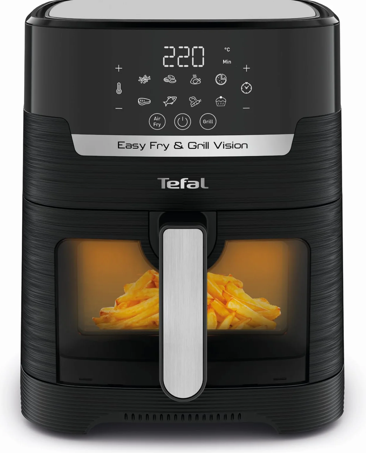Tefal Easy Fry & Grill Vision Heißluftfritteuse 4,2 L – 2-in-1 Airfryer mit Sichtfenster & Grillplatte, Extra-Crisp Technologie, 8 Programme, Präzisions-Touchscreen, schnell & energiesparend EY5068