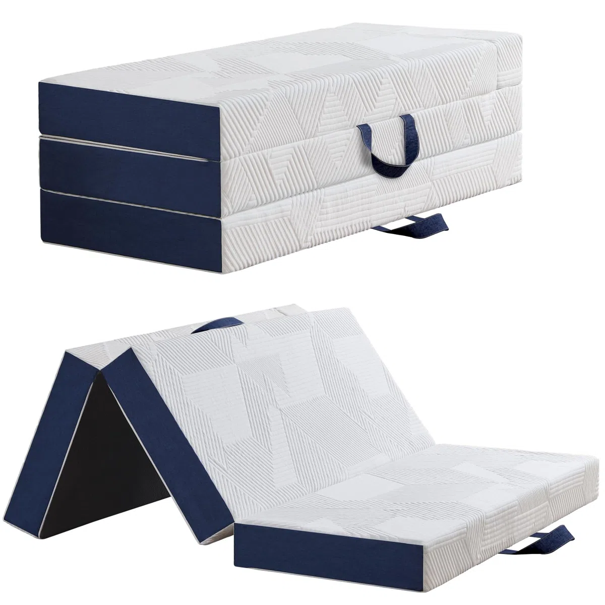 Hiimgo 4-teilige Klappmatratze 75 x 195 x 15 cm (extra dick) – Gästematratze klappbar mit waschbarem, hautfreundlichem Bezug – Atmungsaktiver Schaumstoff, Faltmatratze für Gästebett, Reisen, Camping