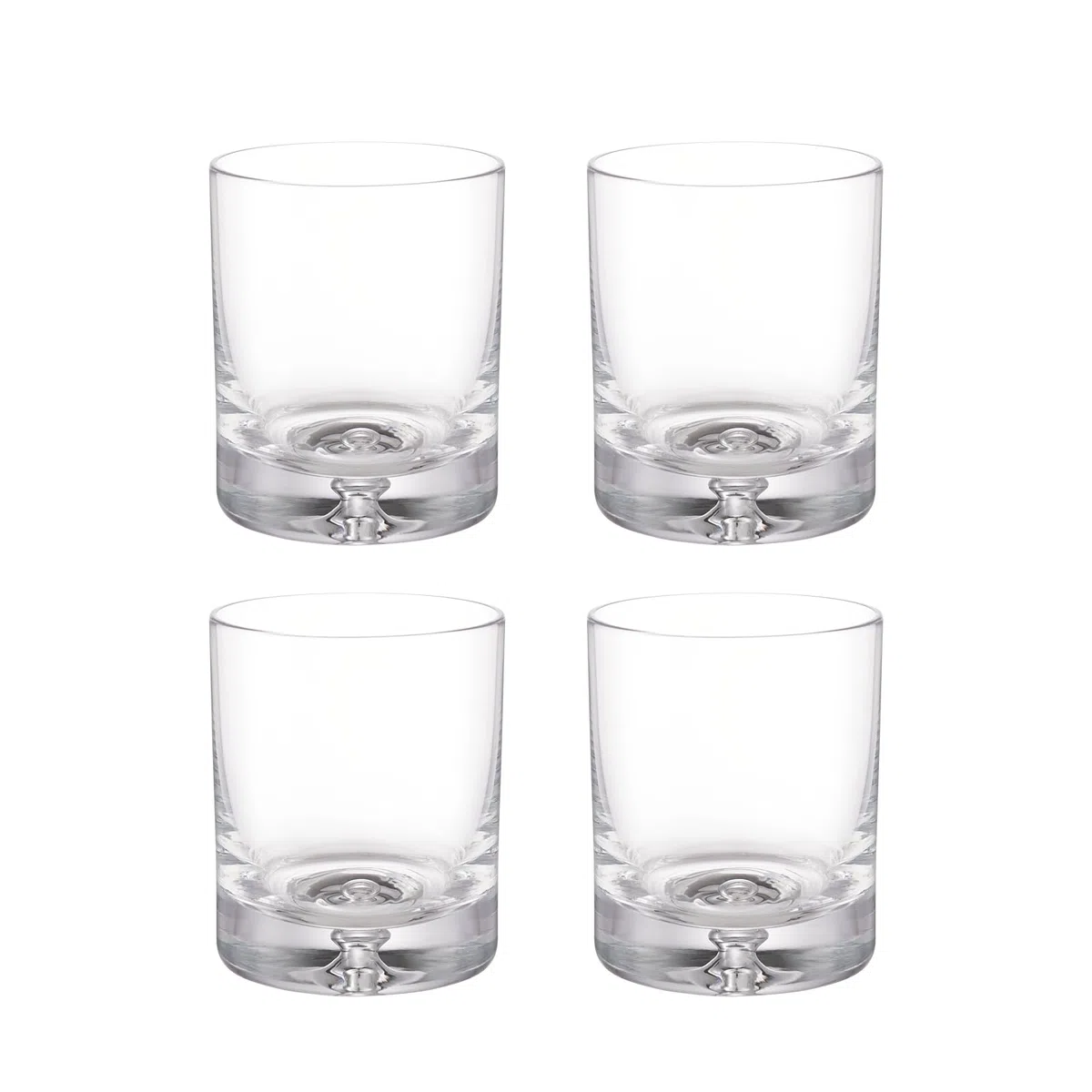 Servier-Set 4 Whisky Gläser ⌀8cm x 10cm und 1 Karaffe 6cm x 6cm x 20cm Metallbasis 77,5cm x 10cm mit Snackschale und Flaschenhalter für Haus und Bar Geschenk für Männer