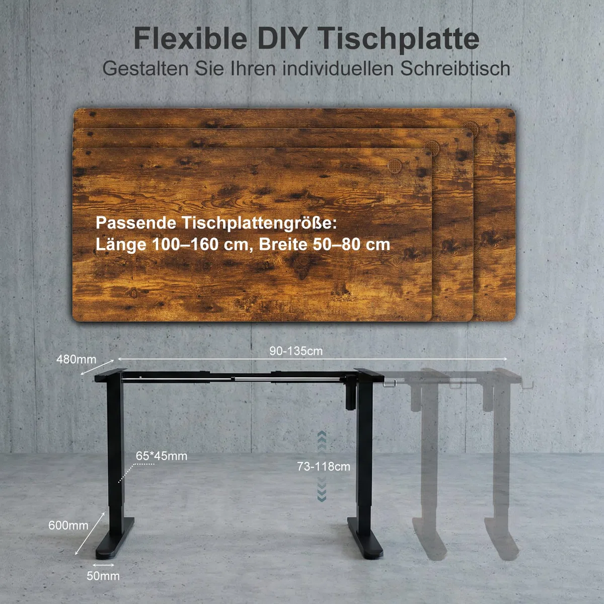 Flamaker Höhenverstellbarer Schreibtisch Elektrisch Tischgestell Höhenverstellbar Elektrisch 2-Fach-Teleskop Mit Memory-Steuerung Höhenverstellbarer Schreibtisch Gestell (Schwarz)