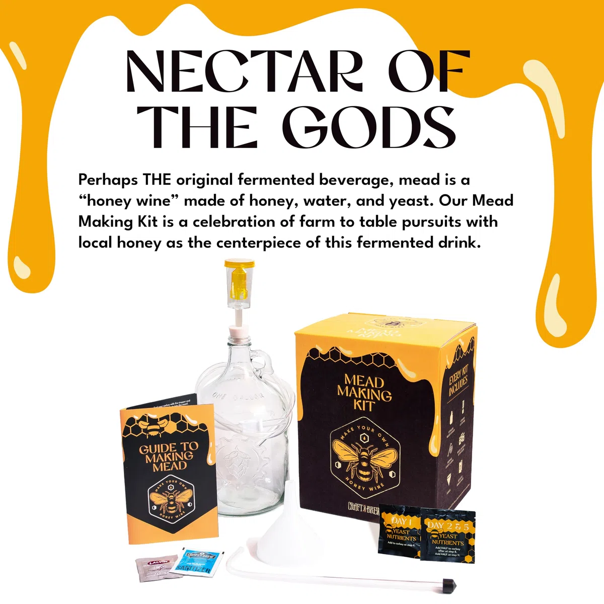 Craft A Brew Kit zur Herstellung von Met - Wiederverwendbar, Machen Sie Ihr Eigenes Met-Kit, Ergibt 1 Gallone