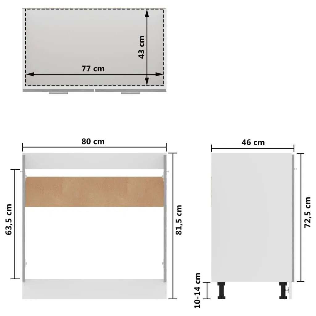 vidaXL Spülenunterschrank Küchenschrank Küchenzeile Küchenmöbel Unterschrank Küchenunterschrank Schrank Betongrau 80x46x81,5cm Holzwerkstoff