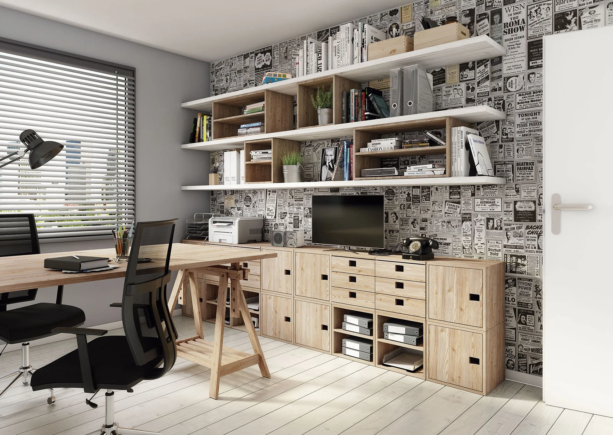 Astigarraga DMC3X2 Holzregal mit 6 Böden, Bunt, 175x76.7x43 cm