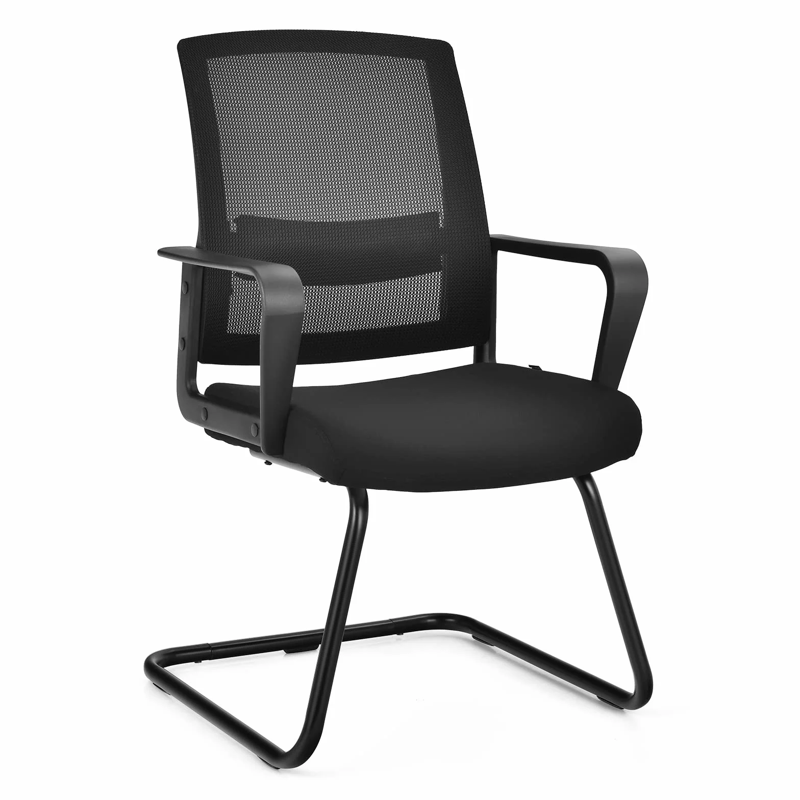COSTWAY Freischwinger Stuhl, Schwingstuhl mit Armlehne, Konferenzstuhl, Bürostuhl, Computerstuhl bis 136kg belastbar, Besucherstuhl für Büro, Konferenzraum, Arbeitszimmer
