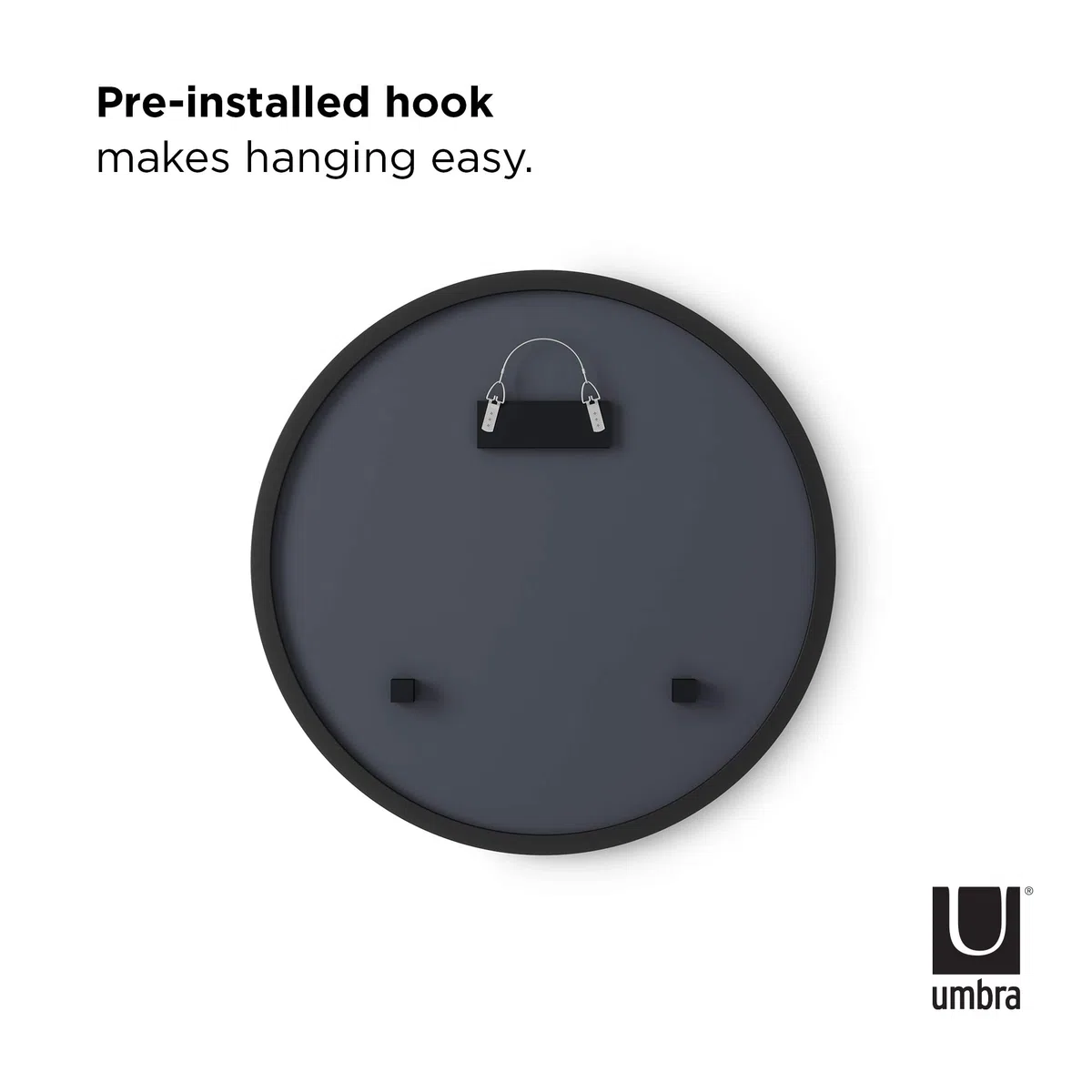 Umbra Hub runder Wandspiegel mit Gummirahmen, moderner Stil für Badezimmer, Eingangsbereich, Wohnzimmer und mehr, 46 cm, Schwarz