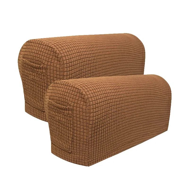 Skybook Armlehnen-Stuhlhussen mit 1 Tasche, dehnbar, für Sessel, Couch, Armlehnen, rutschfest, Spandex, Polyester, Sofa-Stuhl-Armkappen, Schonbezüge für Möbelschutz, 2er-Set (Kaffee)
