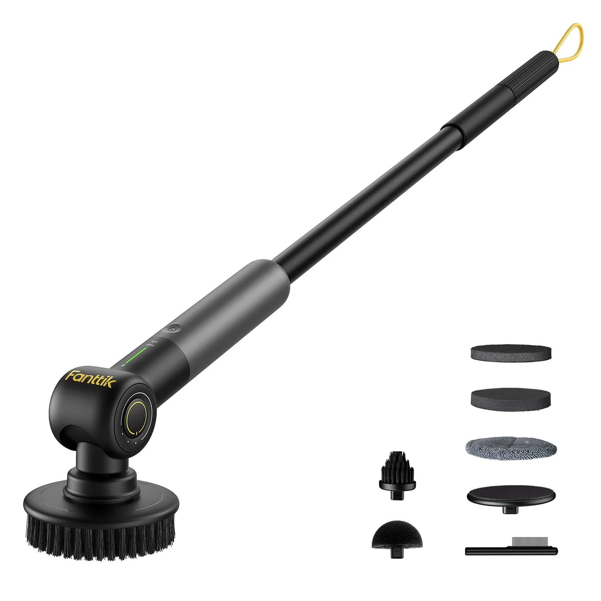 Fanttik Flip G9 Pro Elektrische Reinigungsbürste, VoltiPulse Motor,Flexibler Winkel & Ausziehbarer Griff, IPX7 Wasserdicht, Typ-C Ladung für Boden, Fliesen, Fugen (Schwarz)