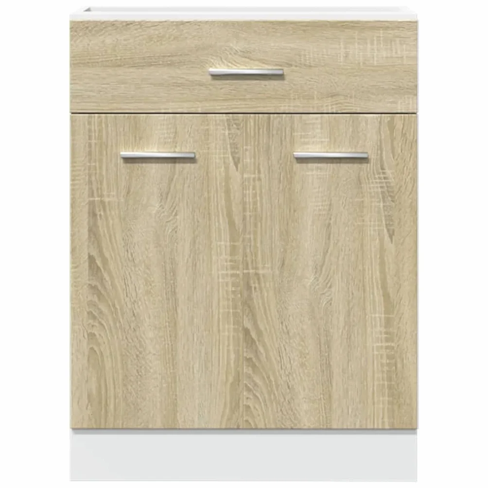 vidaXL Schubunterschrank Lyon Sonoma-Eiche 60x46x81,5 cm Holzwerkstoff, Küchenschrank, Gastronomieschrank, Gastro Möbel, Küchenmöbel, Aufbewahrungsschrank