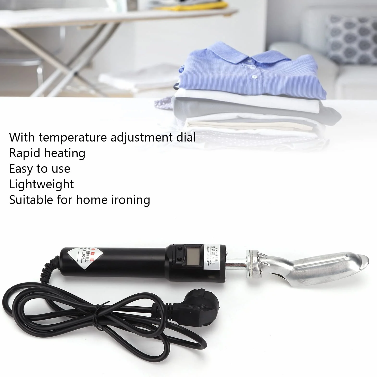 Leder Bügeleisen, Mini Elektro Bügeleisen mit Temperaturregelung 50-300℃ und Aluminiumspitze, Tragbare Reisebügelstation für Kleidung Nähen Quilten Modellbau