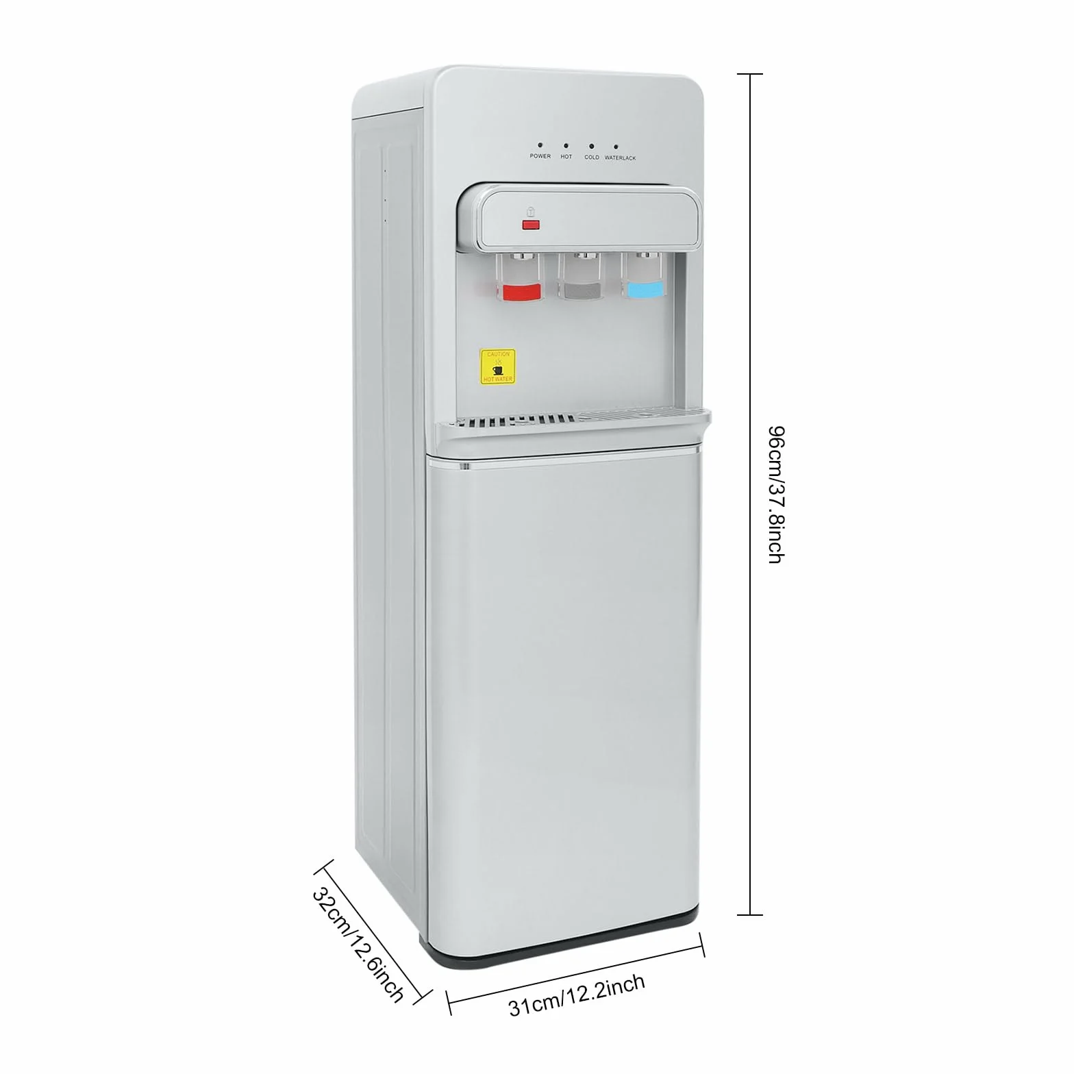5-Gallonen Elektrisch Wasserspender, Heißes und Kaltes Trinkwasser Boden Stehend, Bodenbefüllung Wasserspender, Kalt Heiß Trinkmaschine, Heißwasserspender, für Zuhause und Büro (Silber)