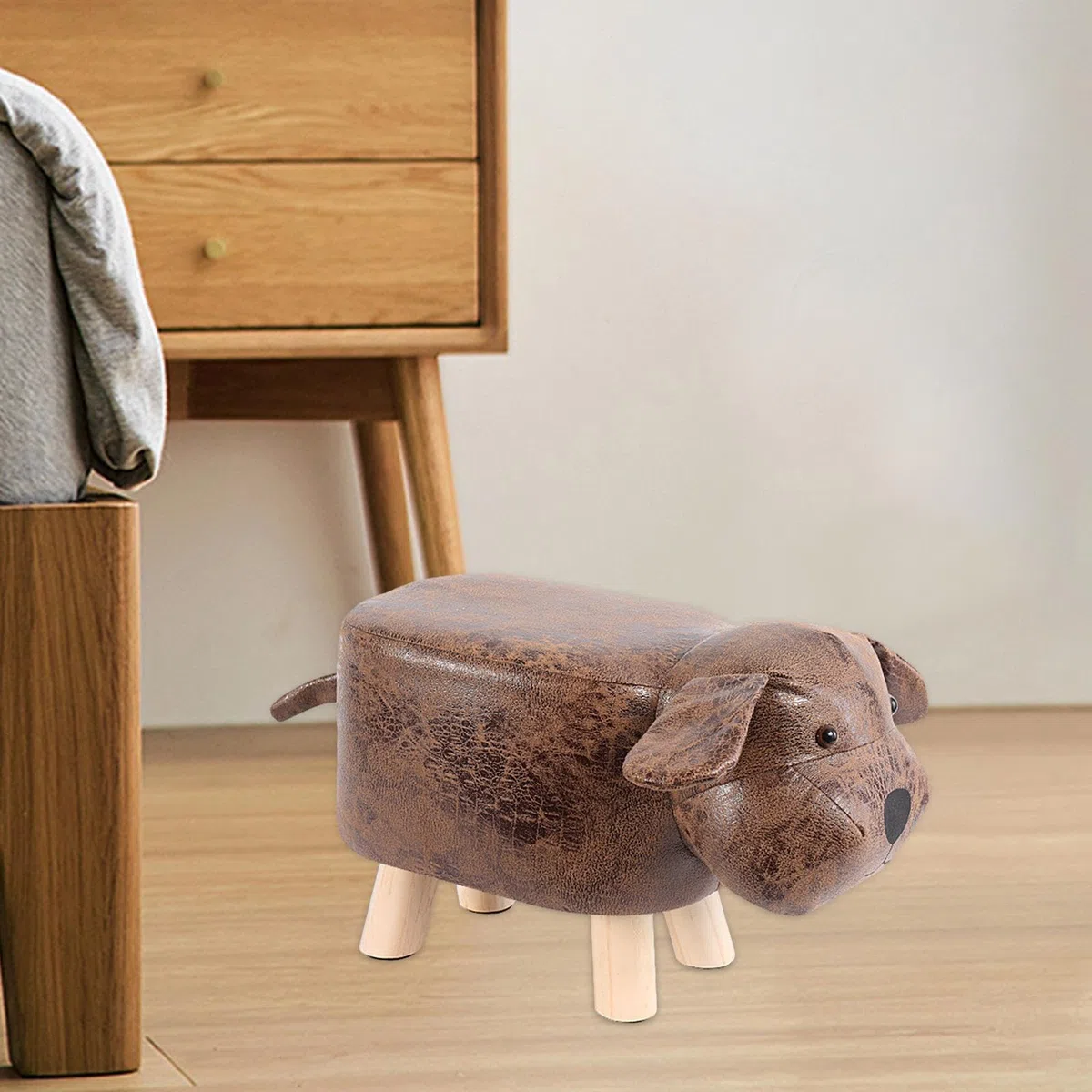 MagiDeal Tierischer Fußhocker, gepolsterter Ottoman für Kinder, Kinder-Tritthocker, niedlicher Fußhocker, Hocker für Spielzimmer, Innen- und Wohnzimmer, braun