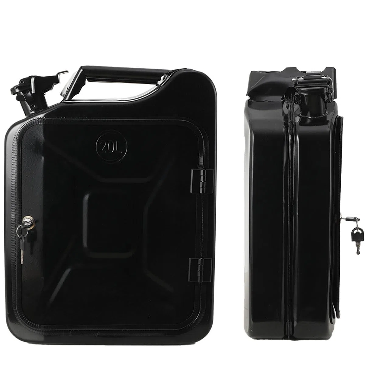 20L Kanister Bar, Männer, Abschließbare Minibar - Jerrycan 4 Fächern schwarzer Metall Mobile Bar Geburtstagsgeschenk für Männer, Abschließbarer Minibar - 34x46x16cm
