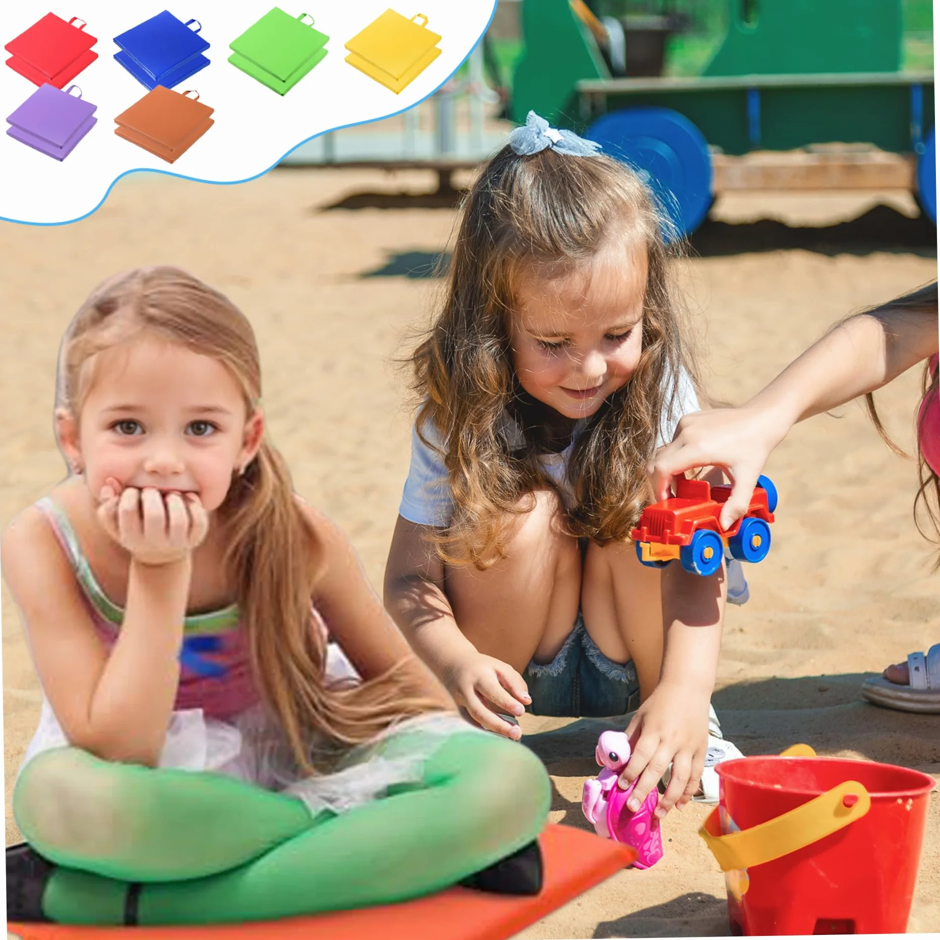 Bodenkissen für Klassenzimmer, 12pcs 12 Zoll wasserdichte flexible Sitzplätze mit Griff, 6 Farben Rechteckige Bodensitz, Kissen für Kinder, Kindertagesstätte, Vorschule, flexible Sitzplätze für Klass