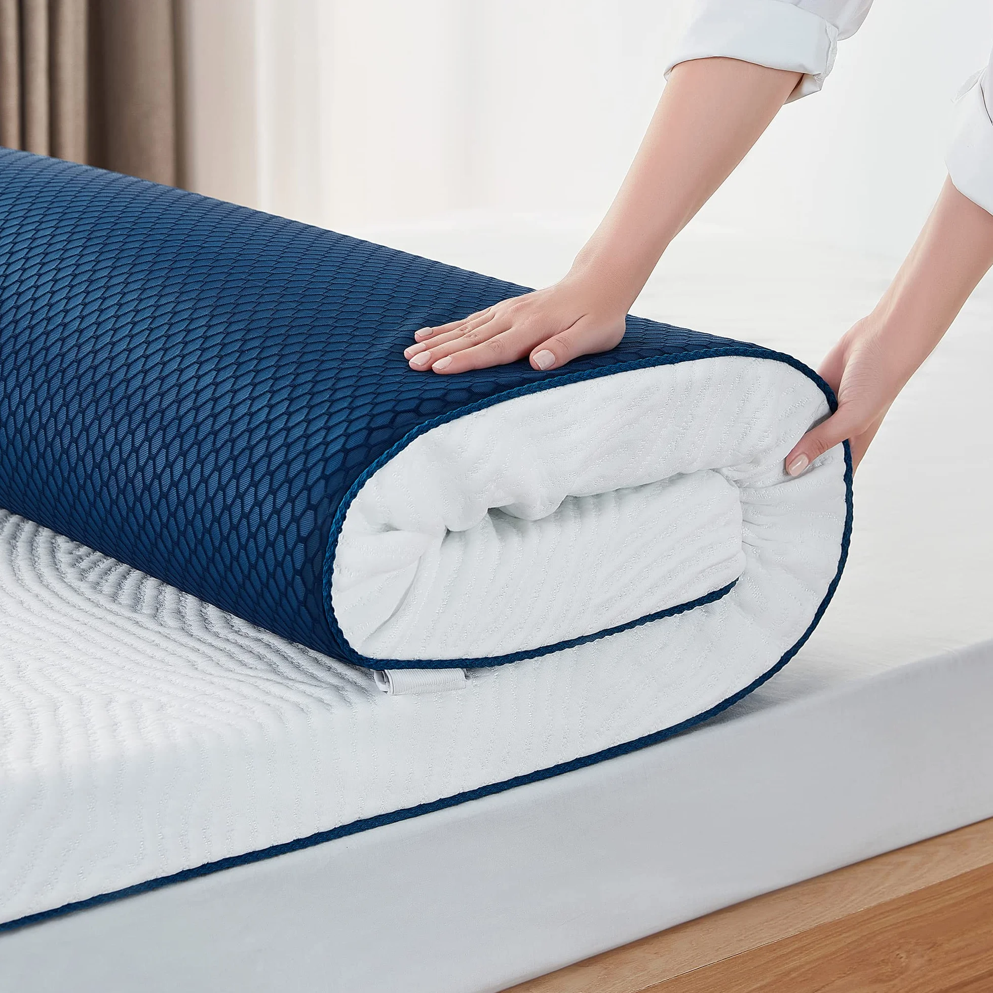LINSY HOME Matratzentopper Gel Topper 90x200cm,7,5cm Höhe Topper aus Gel Memory Foam, H2/H3 Härte Gel Matratzentopper, mit Waschbarer Tencel™-Bezug