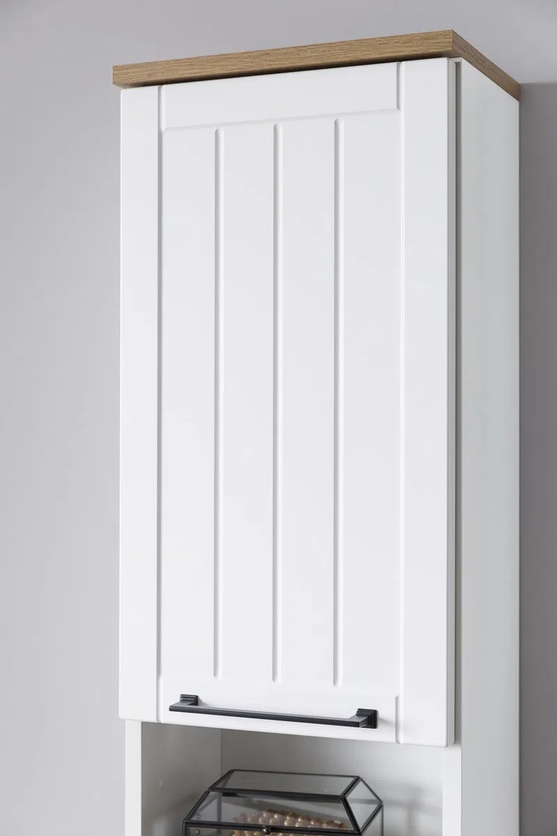 Schildmeyer Hängeschrank Jelda 154139, matt weiß/Eiche Landhaus Dekor, 30,3 x 20,5 x 70,8 cm