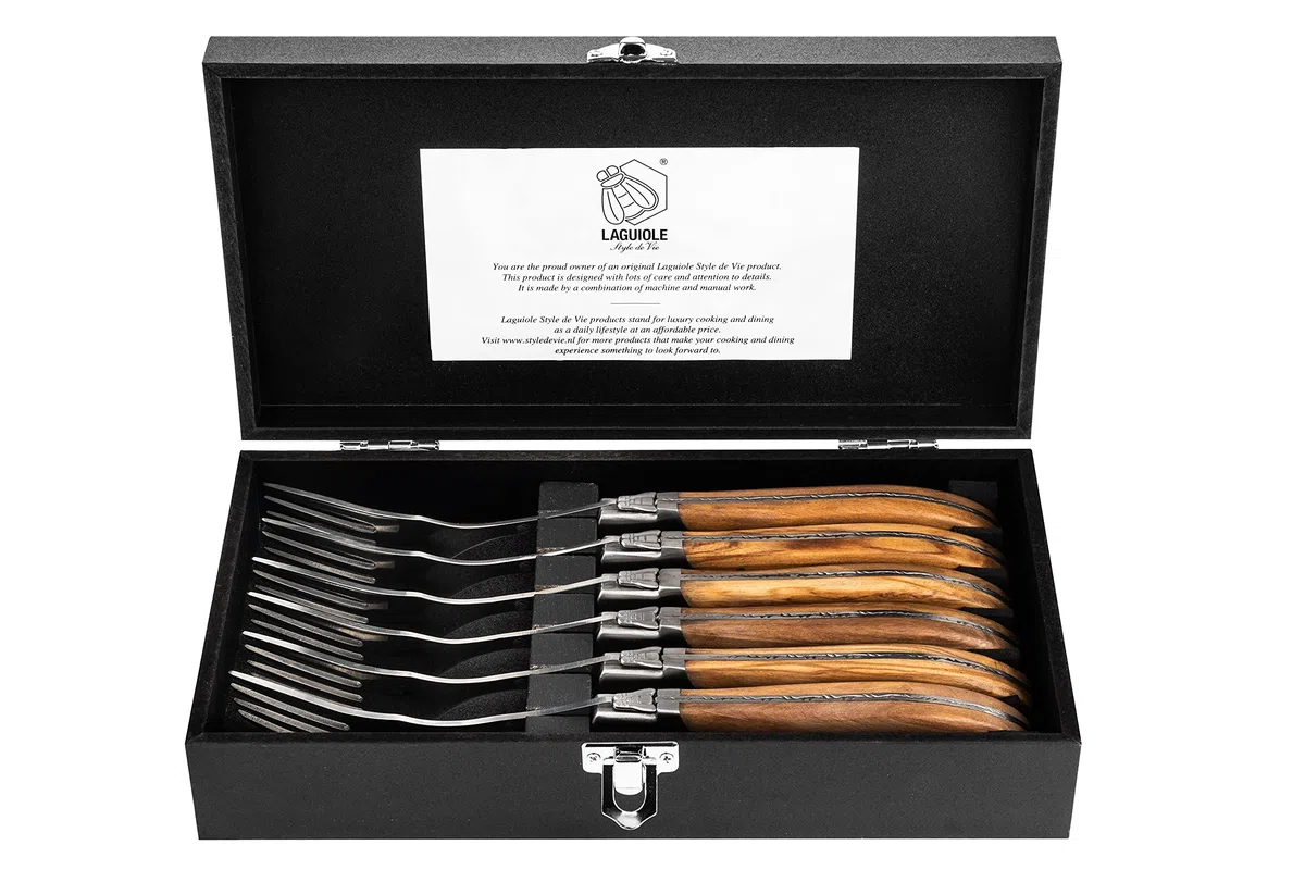 Laguiole Style de Vie Gabeln Luxury Line, 6-teilig, Olivenholz