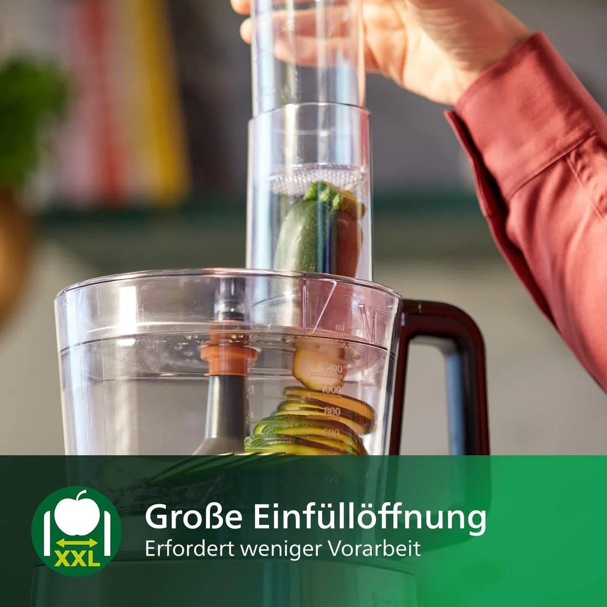 Philips Viva Collection Kompakte Küchenmaschine - Kompakt, 800W Motor, 29 Funktionen, PowerChop, 2-in-1 Scheibe, Zitruspresse, Einfacher Zusammenbau, 1,5L Schüssel (HR7510/10)