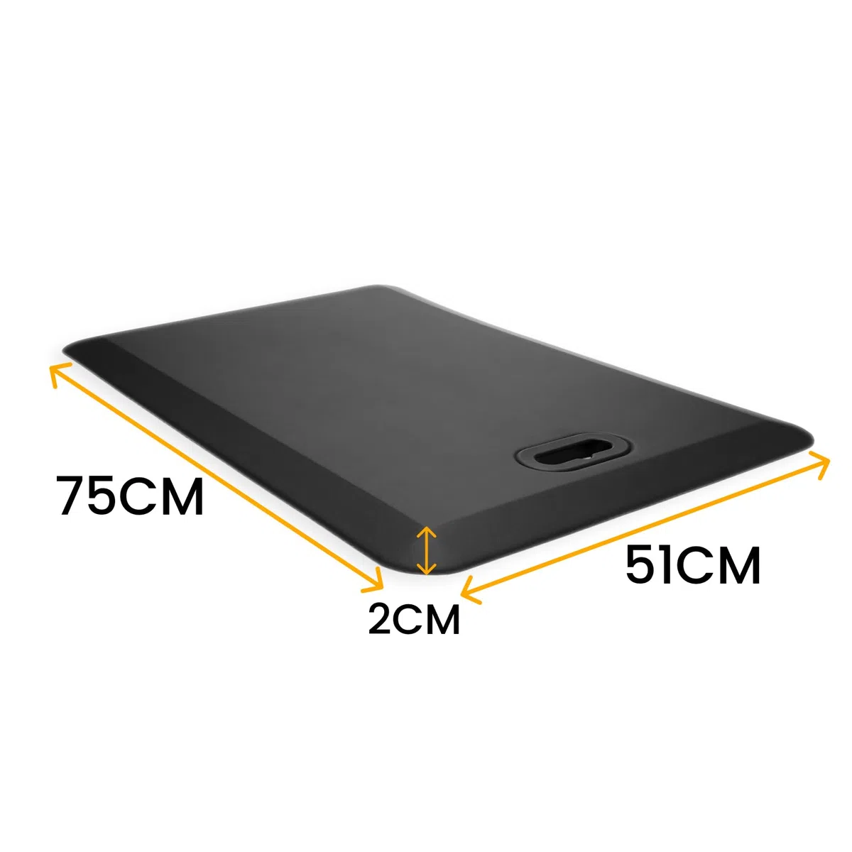 Fohfurniture Anti-Ermüdungsmatte Steharbeitsplatz 75x51x2 cm, Stehmatte mit Griff für Stehtisch Schreibtisch Küche Büro, Küchenteppich Arbeitsplatzmatte für Stehen/Sitz, Wassericht & rutschfest