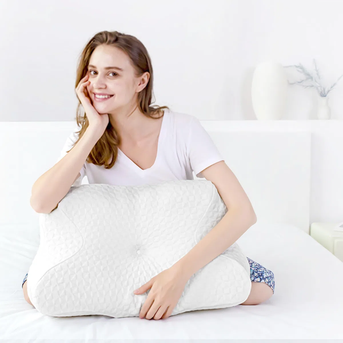Nackenkissen Kopfkissen Memory Foam Kissen, Komfortables Schlafkissen für den Nacken, Ideal für Seitenschläfer, Rückenschläfer und Bauchschläfer, Waschbarer Kissenbezug, 61x41x11,5cm