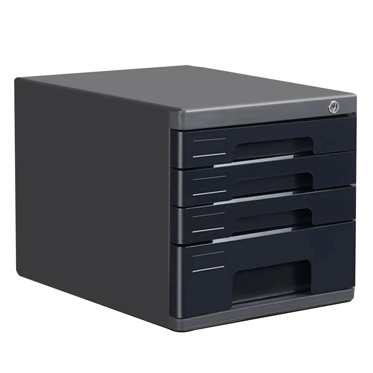Schubladenbox – Abschließbarer A4-Aktenschrank Für Den Schreibtisch, Mehrschichtiger Schreibtisch-Organizer Mit Schloss Für Dokumente Und Zubehör(Schwarz,4-Layers)