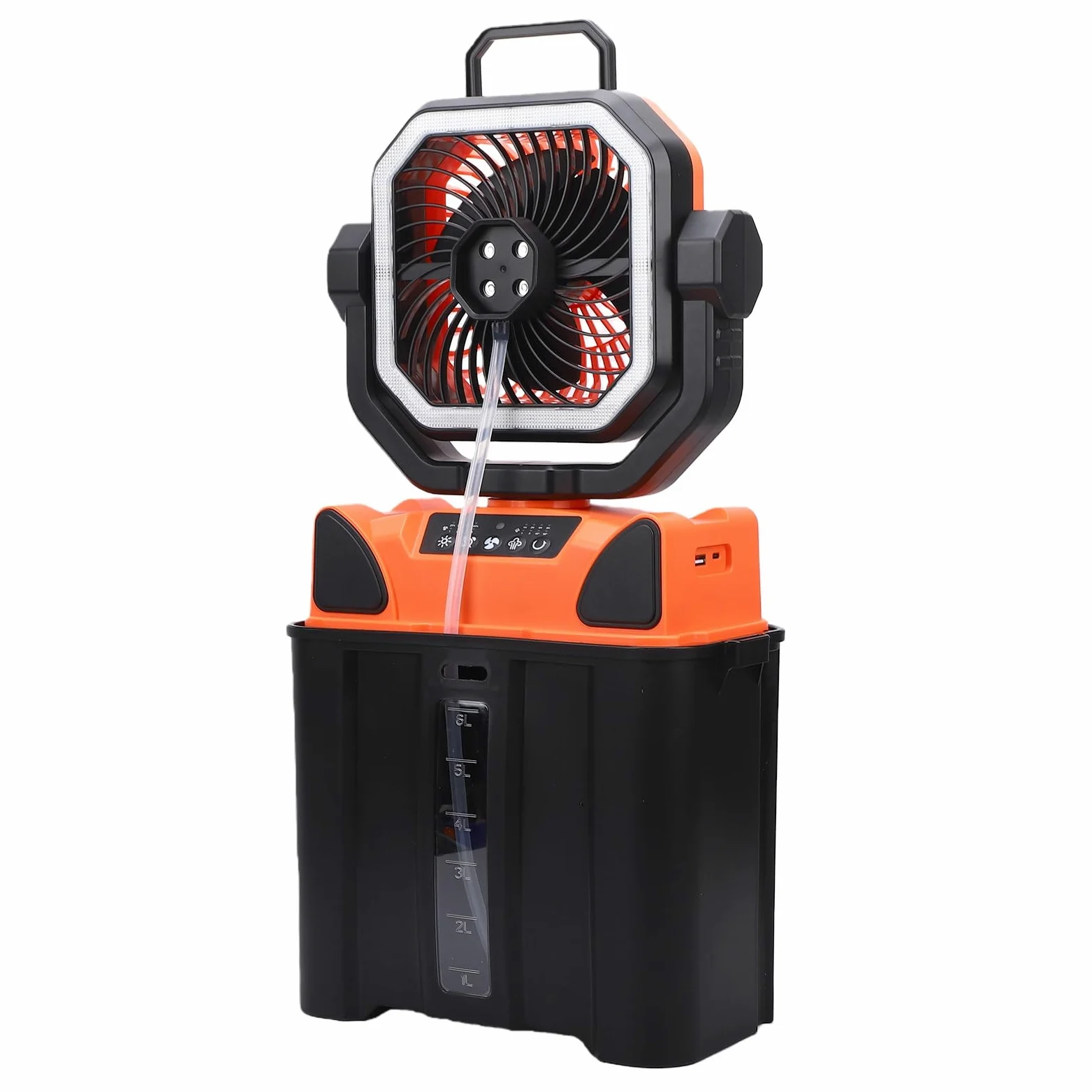 Vikye 3-in-1-Campingventilator, Batteriebetriebener 20000-mAh-Ventilator mit LED-Licht und 6-Liter-Eimer für Reisen, Schlafzimmer, Zuhause, Camping