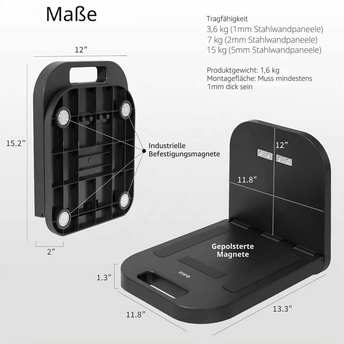 VIVO Magnetische tragbare Laptop-Workstation, Notebook/Tablet-Regal, Nutzplattform mit 15 kg Kapazität, freihändiger kompakter Schreibtisch, Befestigung an Stahloberflächen, schwarz, DESK-MAG01