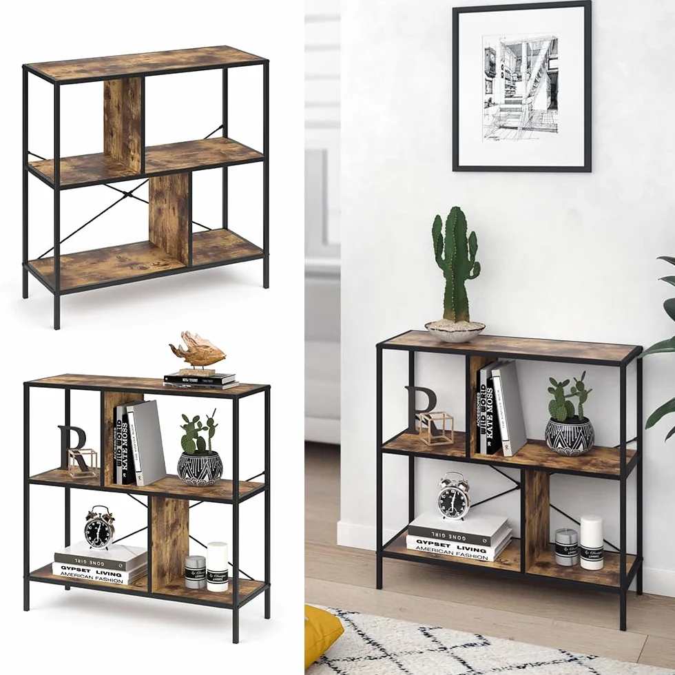 Vicco Loft Bücherregal Fyrk Wandregal Standregal Holz Regal Natur Aufbewahrung 79x80x30 Vintage