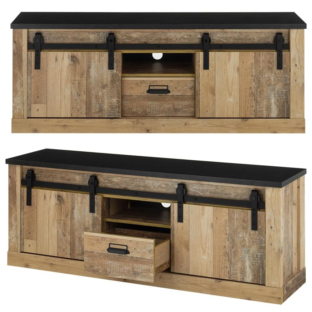 Lomadox Wohnzimmer Komplett Set Old Style hell anthrazit B/H/T: ca. 570/201/43 cm