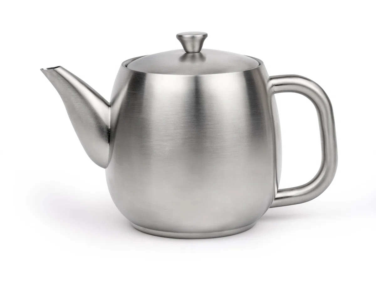 Bredemeijer kleine Edelstahl Teekanne 0,9 Liter - silber-matte doppelwandige Kanne inklusive wiederverwendbaren Teefilter - für länger, warmen Teegenuss