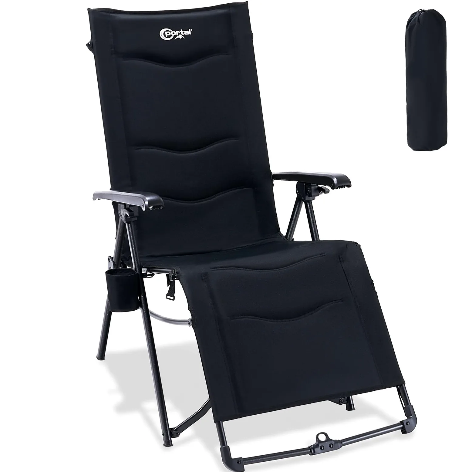 Portal Liegestuhl Klappbar Garten Campingstuhl Faltbar mit Fußablage 180KG Klappliege mit Zero-Gravity-Funktion Sonnenliege im Bündel-Falt-Design verstellbare Liege für Terrasse Strand Indoor