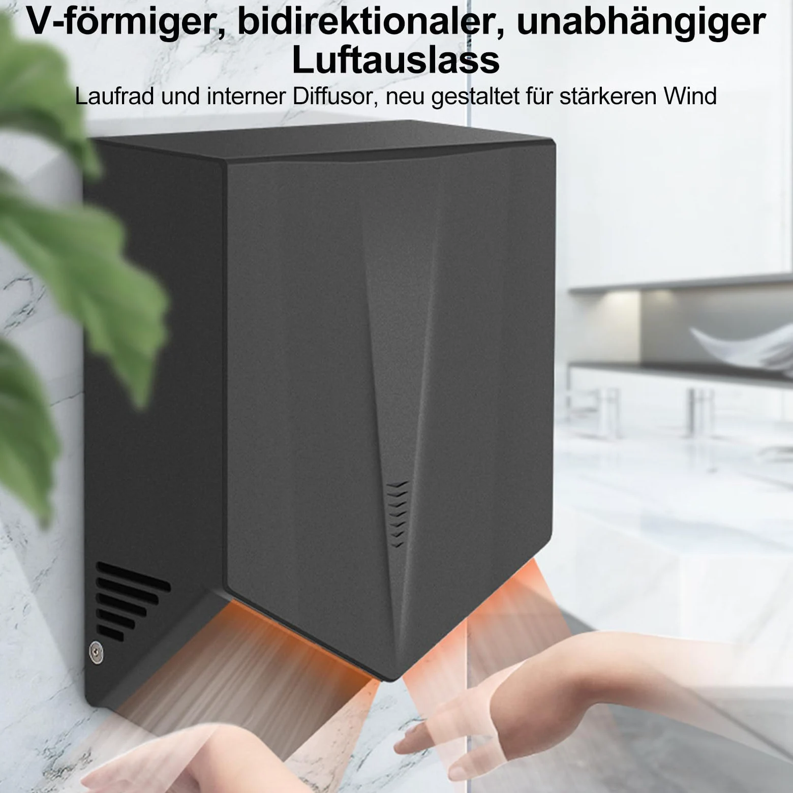 Händetrockner, Automatischer Hochgeschwindigkeits-Händetrockner, Elektrischer Hochleistungs-Wandtrockner für Büro, Restaurant, Toiletten