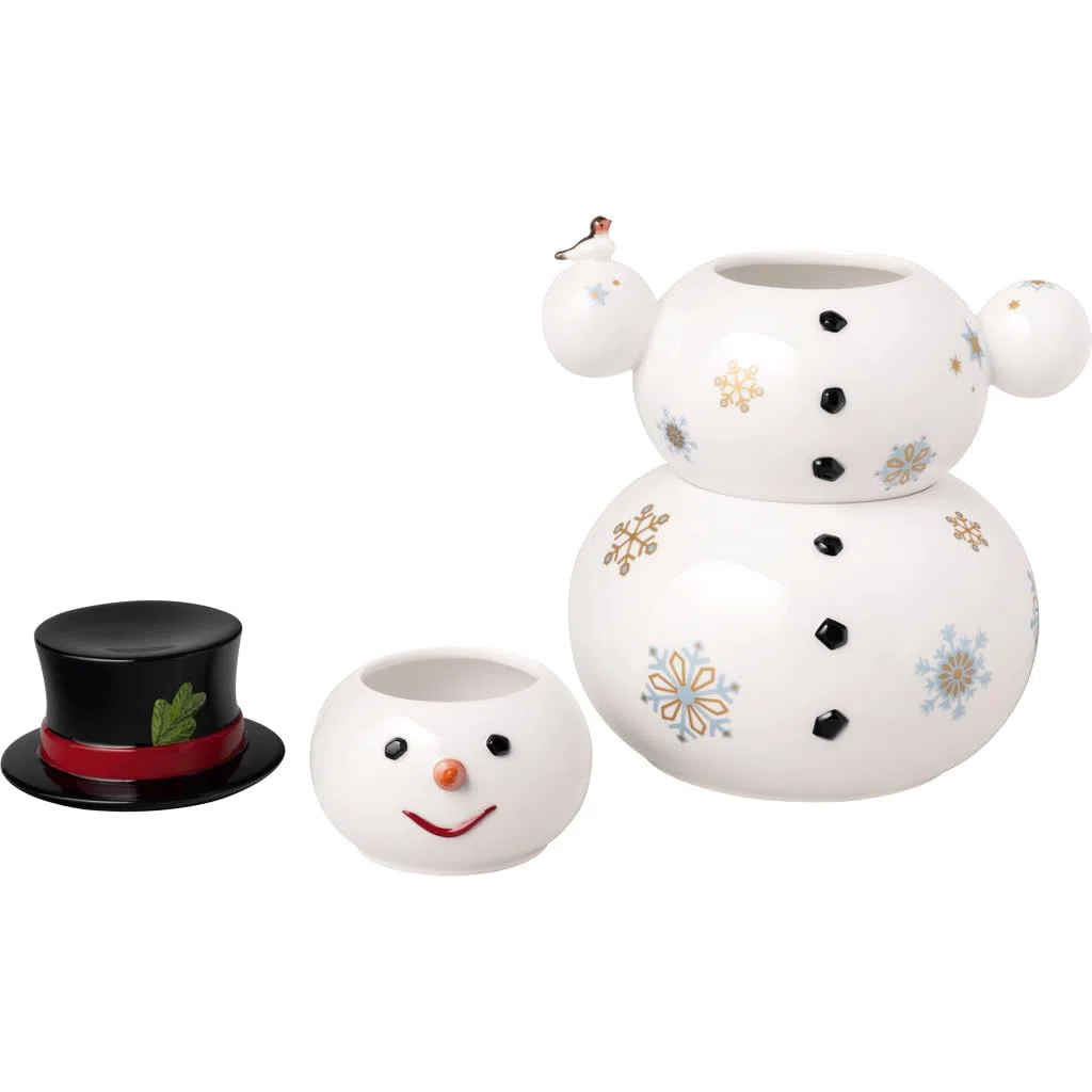 Villeroy & Boch – Christmas Toy's Keksdose 3 teilig "Schneemann" Weiß, Gebäckdose, Aufbewahrungsdose, Vorratsdose, Süßigkeiten Aufbewahrung, Premium Porzellan