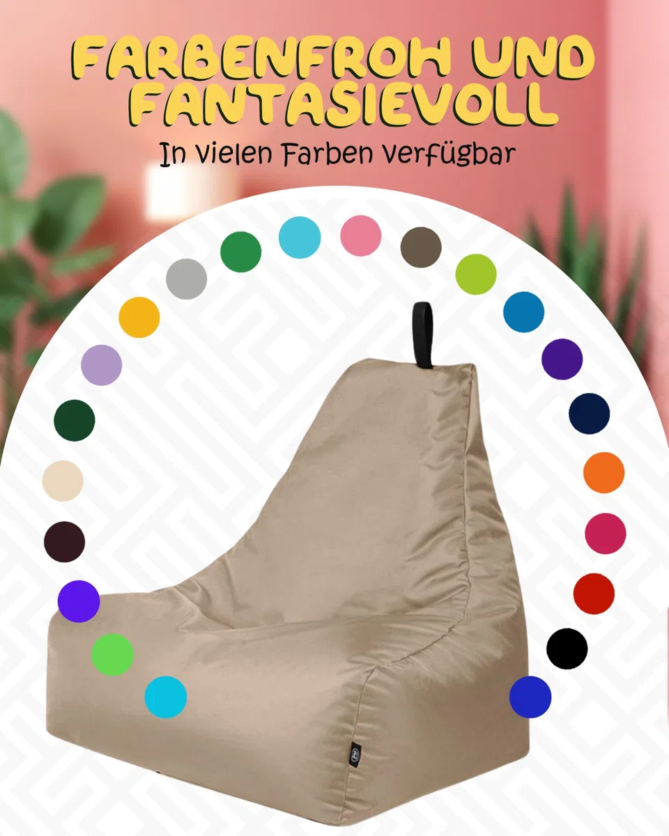 PATCH HOME Lounge Sessel XXL Gamer Sessel Sitzsack Sessel Sitzkissen In & Outdoor geeignet fertig befüllt | XXL - Beige - in 2 Größen und 25 Farben