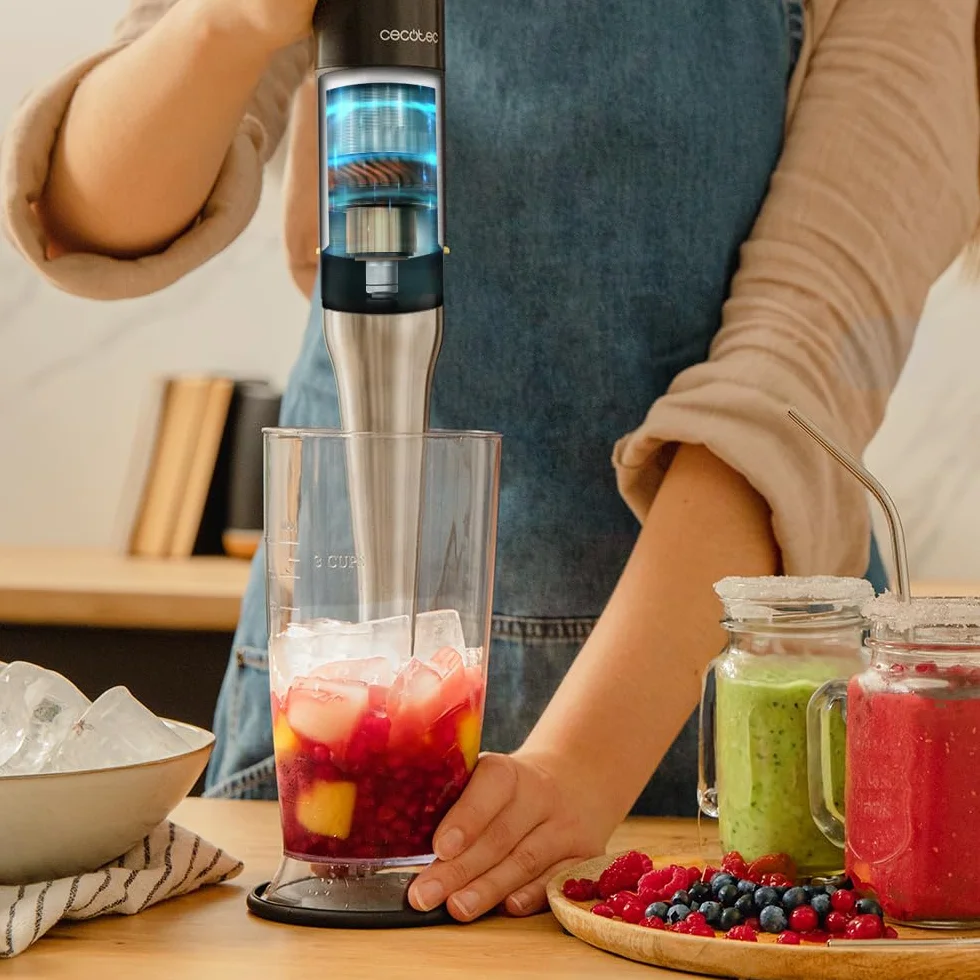 Cecotec Handmixer Katana 15 TotalDestroy Smash B. 1500 W, Total Destroy, PerreoMove, 21 Geschwindigkeiten, Turbo-Funktion, Spritzschutzhaube, 8 Titan-Klingen, 800ml Becher