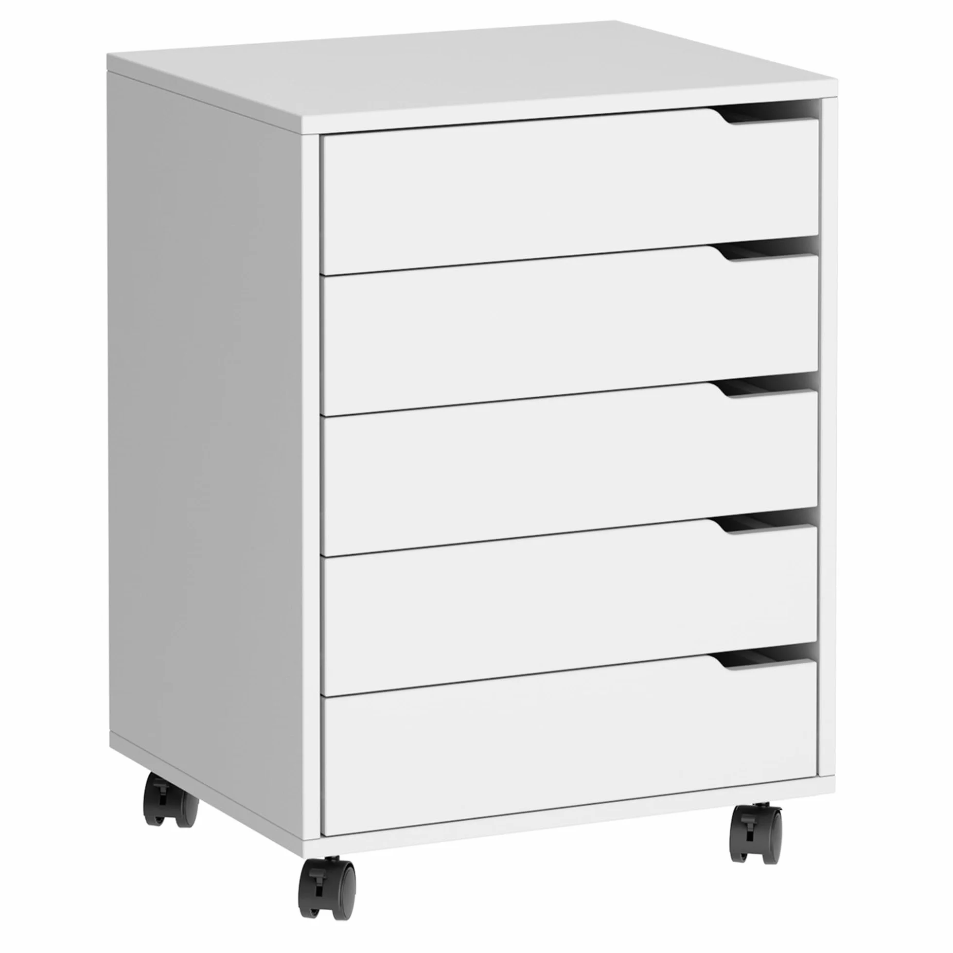 SDHYL 5-Schublade vertikaler Aktenschrank mit Griffen, rollwagen mit schubladen， rollcontainer mit schubladen，unter Schreibtisch Schublade Lagerung für Home Office, 5 Schubladen,weiß