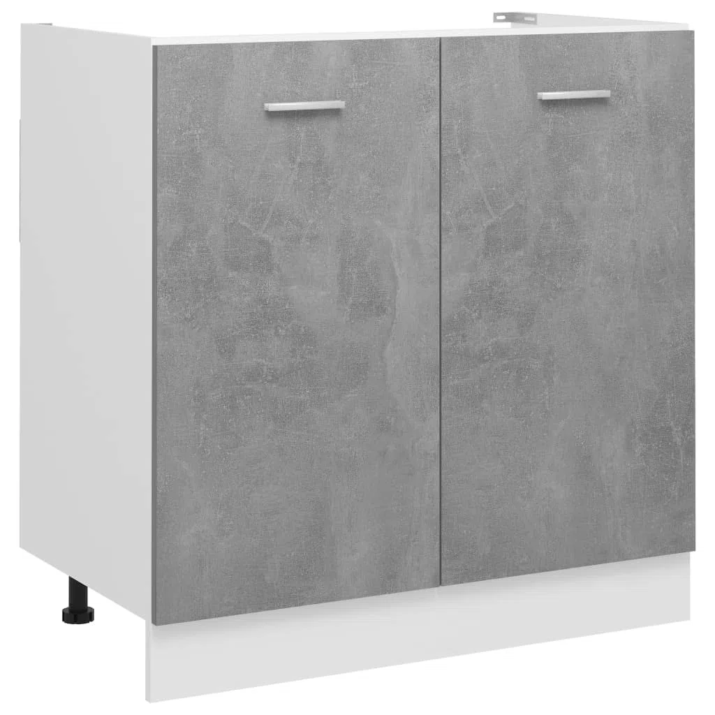 vidaXL Spülenunterschrank Küchenschrank Küchenzeile Küchenmöbel Unterschrank Küchenunterschrank Schrank Betongrau 80x46x81,5cm Holzwerkstoff