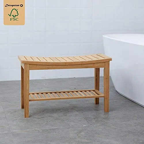 Robuste Badezimmer-Bank aus Bambusholz - Stabile Holzbank für das Badezimmer - Praktisch als Badhocker / Badstuhl - Decopatent