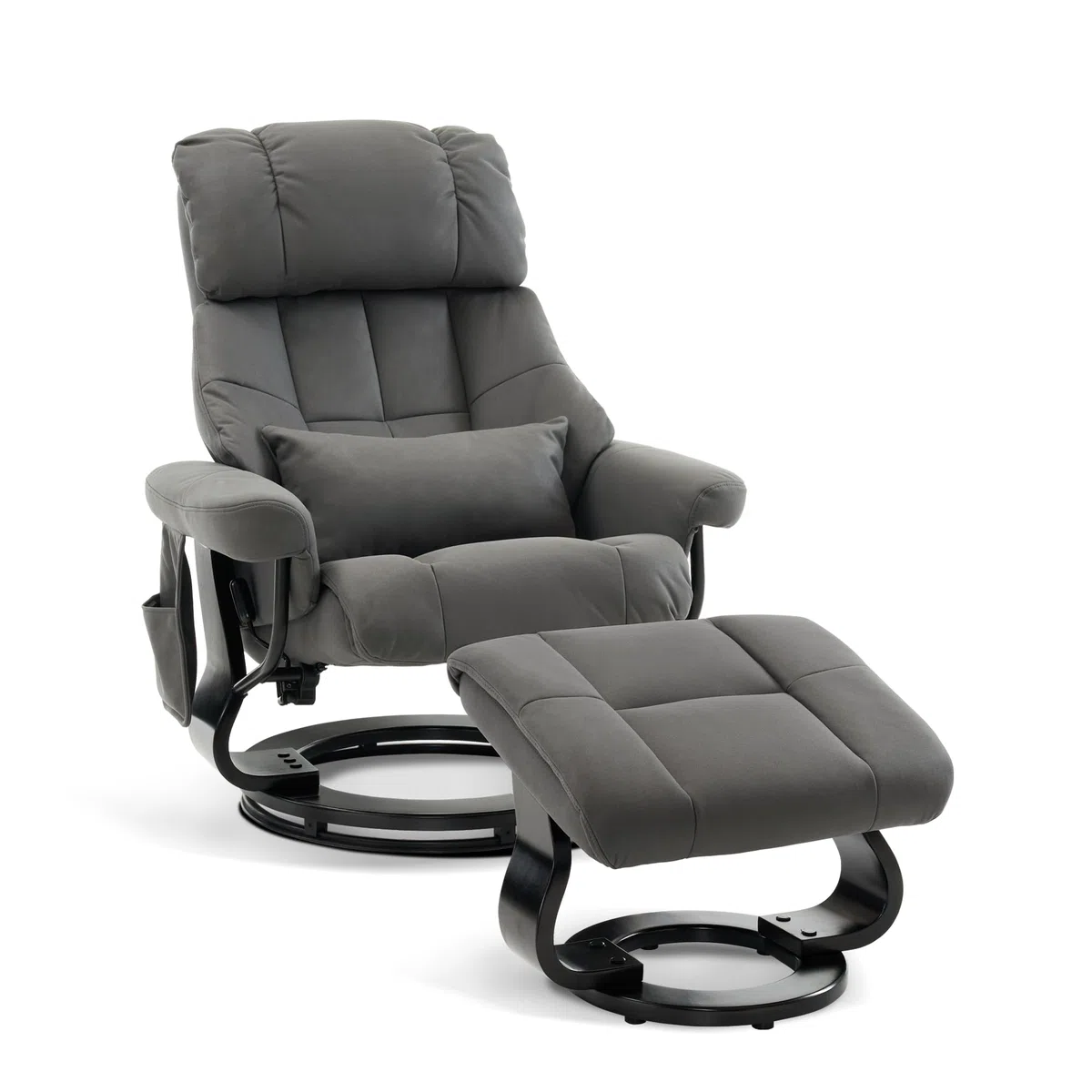 MCombo Relaxsessel mit Hocker Drehbare Fernsehsessel Liegefunktion Moderner TV-Sessel Stuhl Wohnzimmer Mikrofaser Grau
