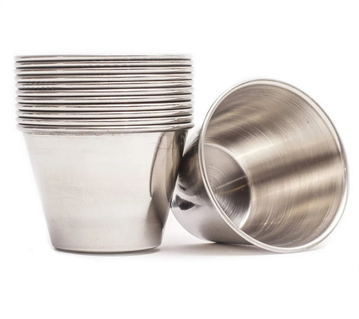 Auflaufförmchen aus Edelstahl, Gewürz-Saucenbecher, Metallauflaufförmchen, kommerzielle Qualität, multifunktional, ideal für alle heißen und kalten Saucen, einzelne Portionstassen (24, 113.4