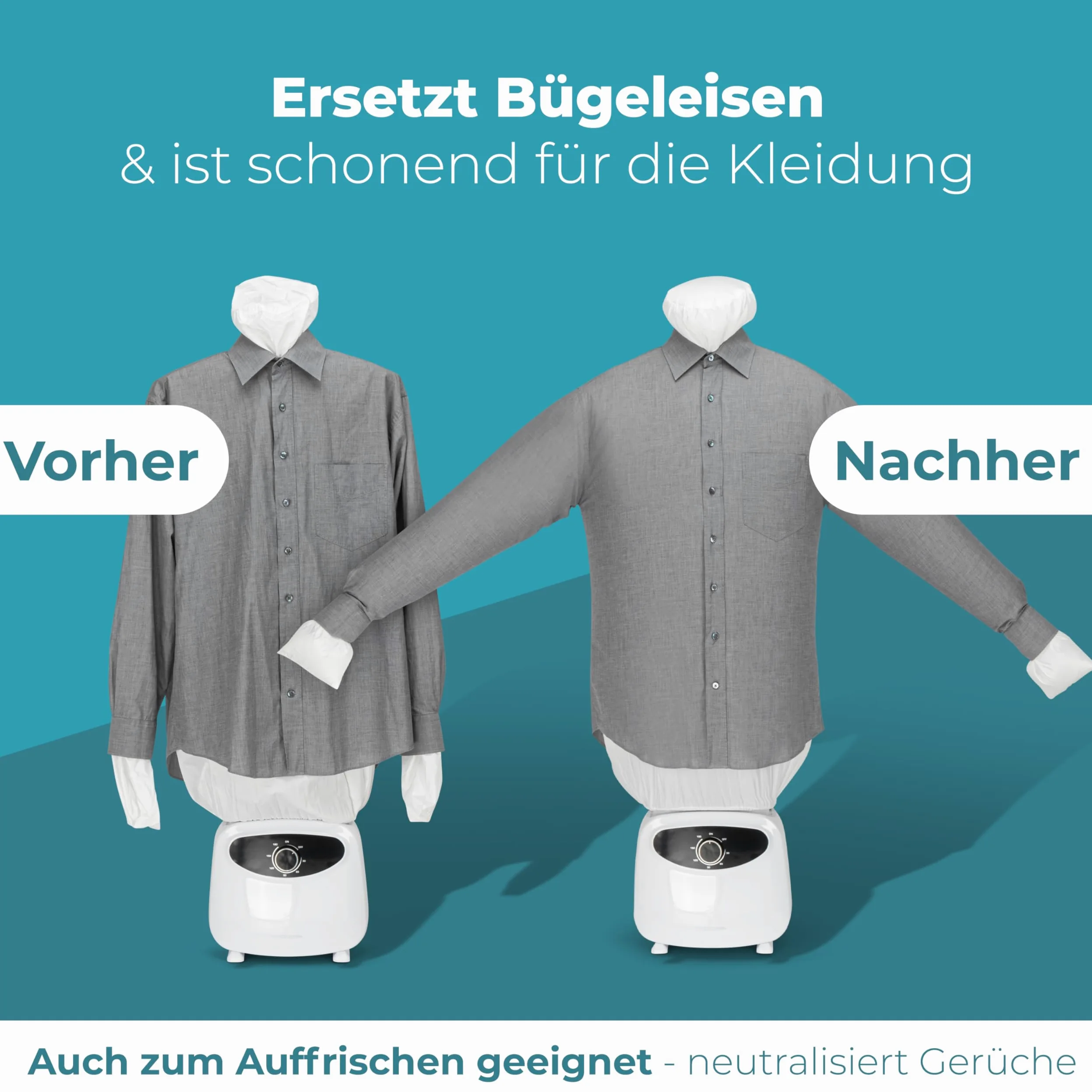 ProfiCare automatischer Hemdenbügler | Bügelpuppe mit leistungsstarken 1400W | Bügelmaschine mit One Size-Ballonkörper | inklusiv Duftaufsatz | Schnell, effizient, duftend | Bügelautomat PC-HBB 3117