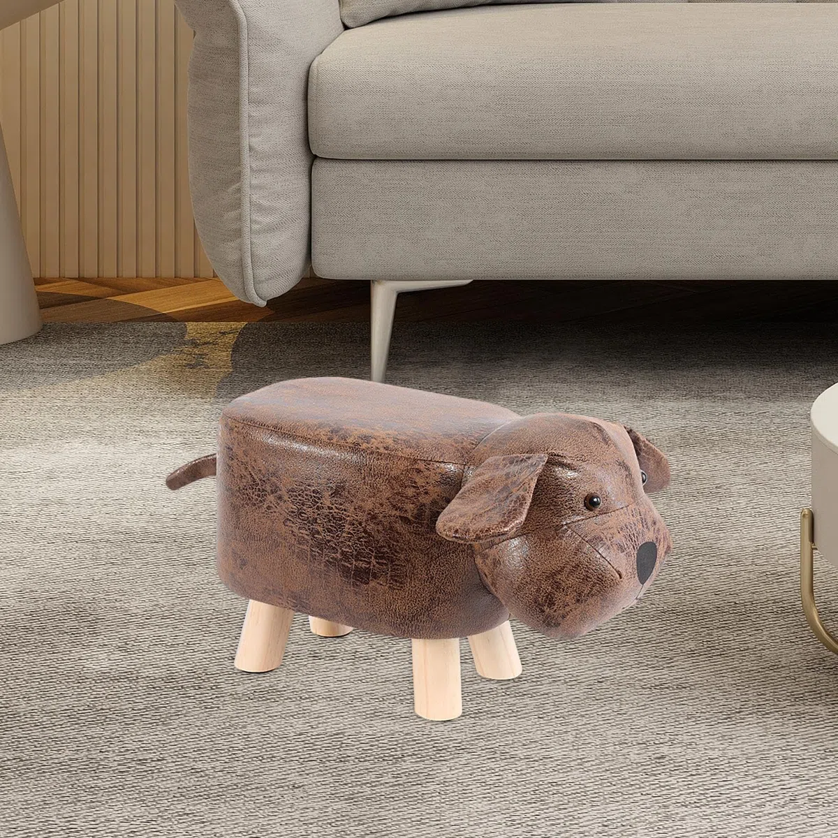 MagiDeal Tierischer Fußhocker, gepolsterter Ottoman für Kinder, Kinder-Tritthocker, niedlicher Fußhocker, Hocker für Spielzimmer, Innen- und Wohnzimmer, braun