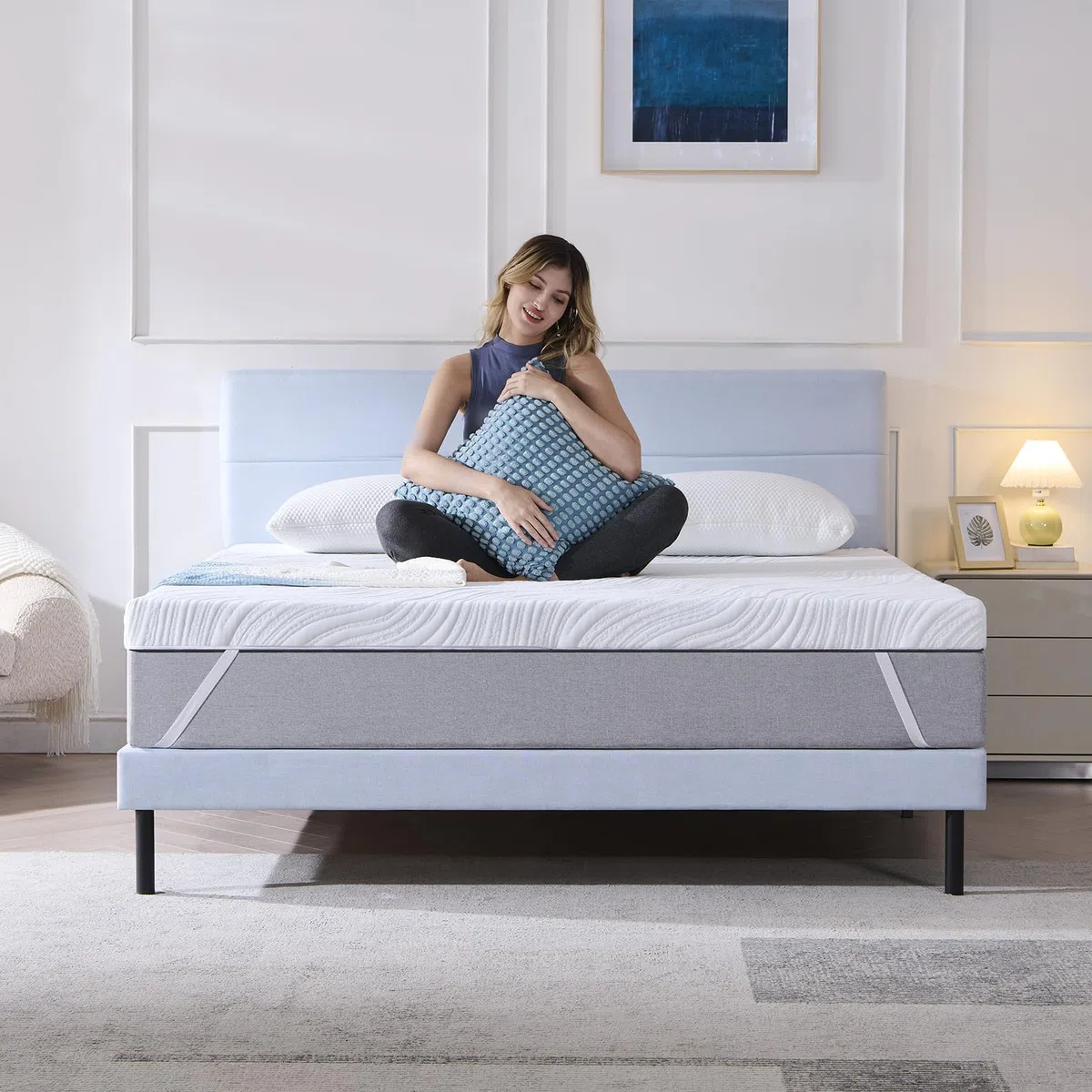 Hiimgo Gel Topper 140x200cm H3/H4, 7CM Höhe Kaltschaum Matratzentopper, Matratzen Topper 140x200 mit Waschbarer Bezug, für Bett Boxspringbett Schlafsofa