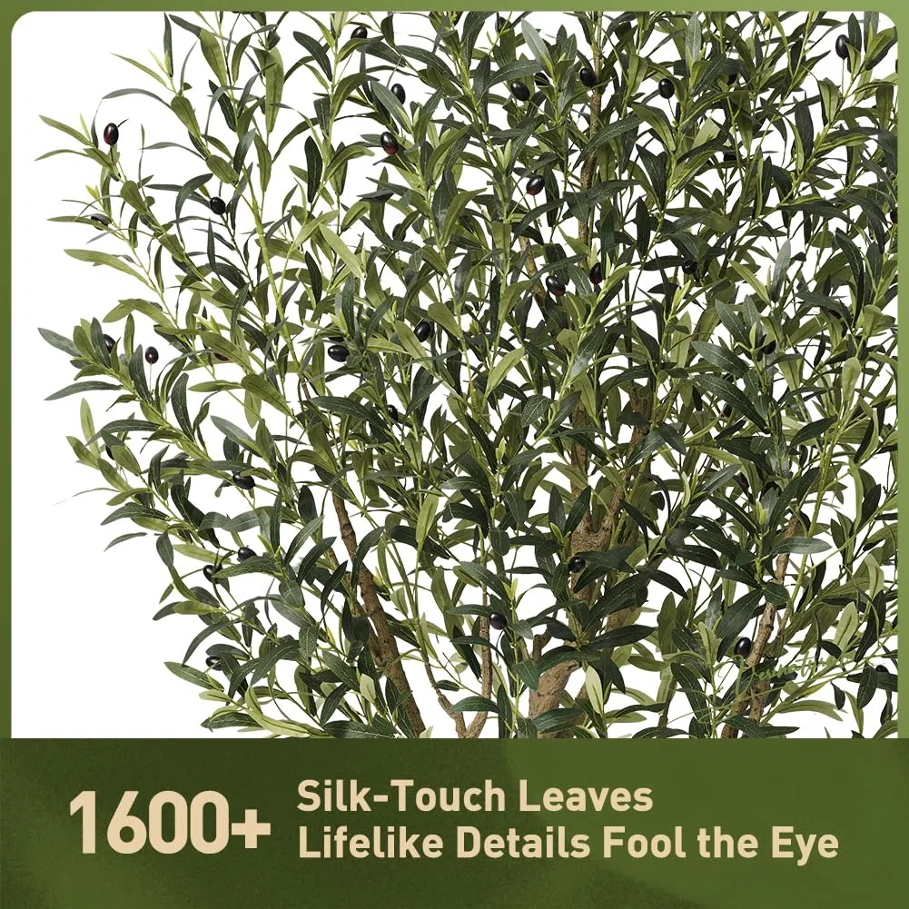 VeriNatural Olivenbaum Künstlich Kunstpflanze 180cm Fake Plant Kunststoffpflanzen Künstlicher Pflanzen – 1638 Blätter & 84 Oliven UV-beständig Stabiler Topf – Deko für Wohnzimmer Balkon Büro