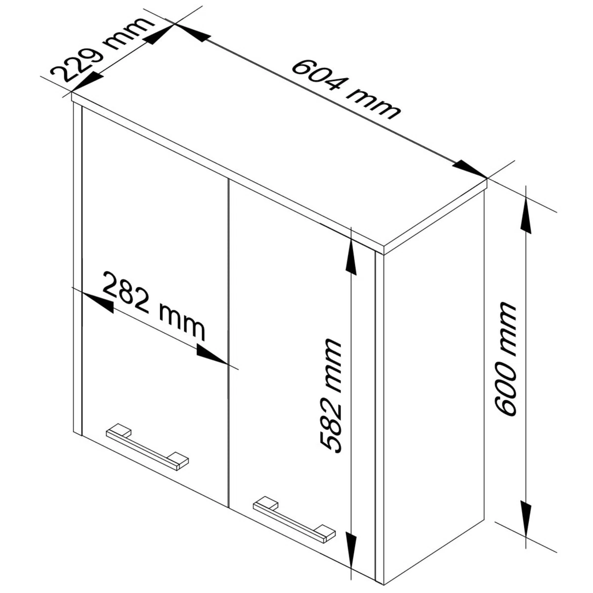 AKORD | Badezimmer‑Hängeschrank FIN W60 2D 2-türig | Hängeschränke Fürs Bad | Tür Links oder Rechtseitiger Montage | B60 x H60 x T22,5 cm | Gewicht 18 kg | Weiß