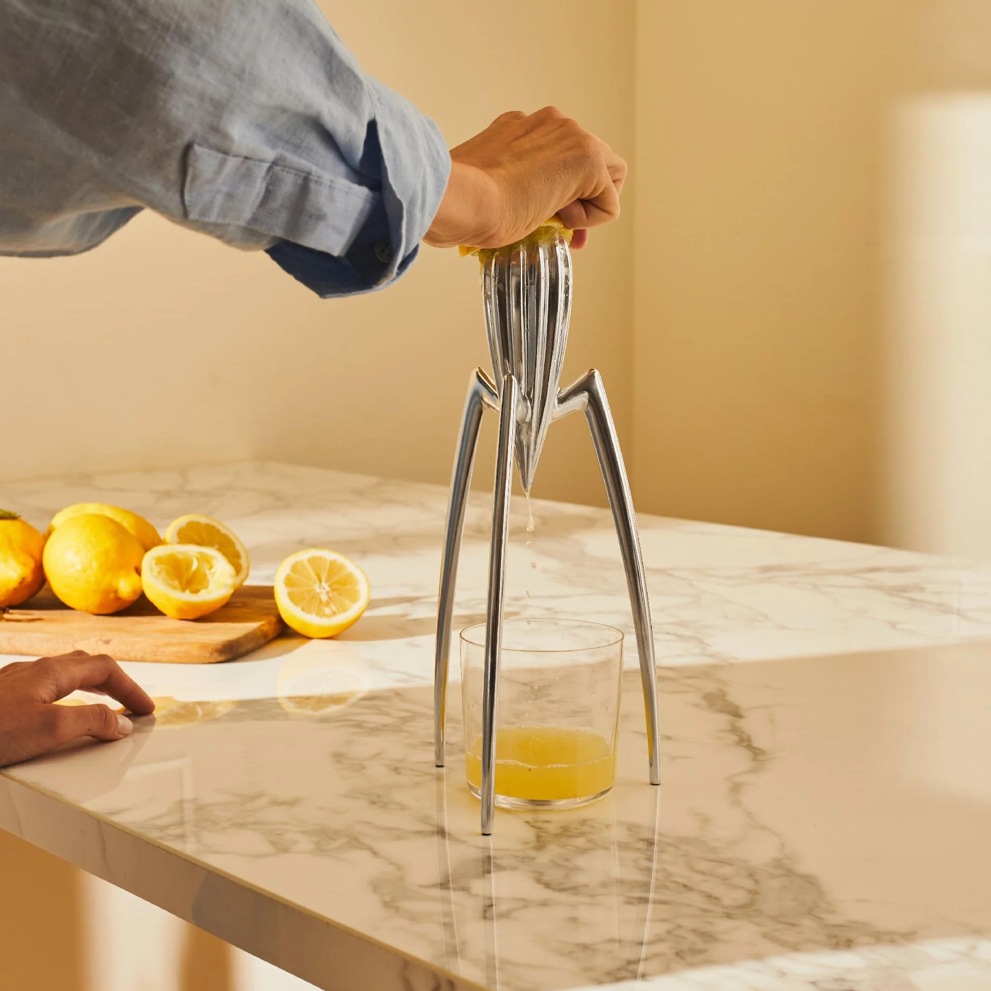 Alessi PSJS JUICY SALIF Zitronenpresse aus Gußaluminium glänzend, Silber, 11 x 13.7 x 27 cm