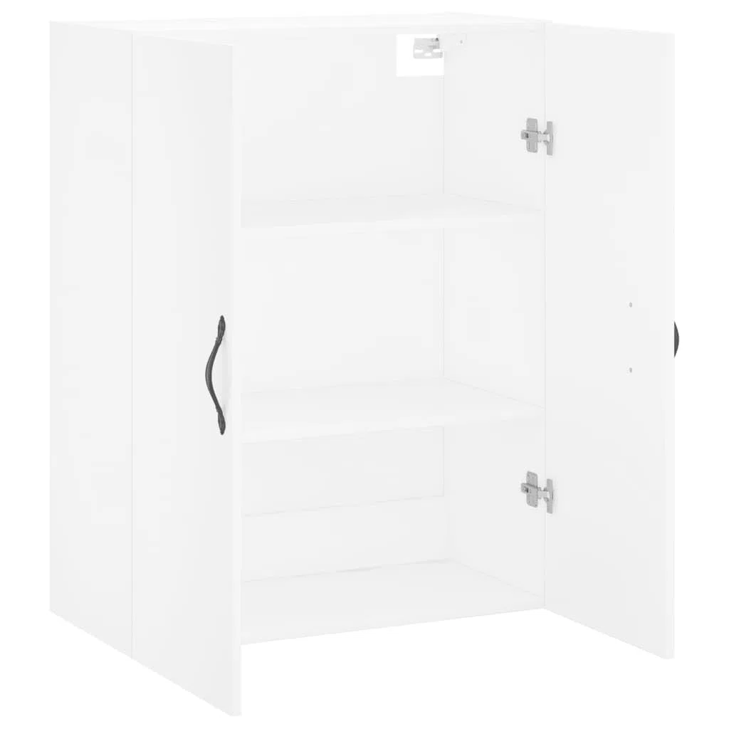 vidaXL Wandschrank, Hängeschrank mit 2 Türen 3 Fächern, Wandmontage Badezimmerschrank, Aufbewahrungsschrank für Wohnzimmer Schlafzimmer, Weiß Holzwerkstoff
