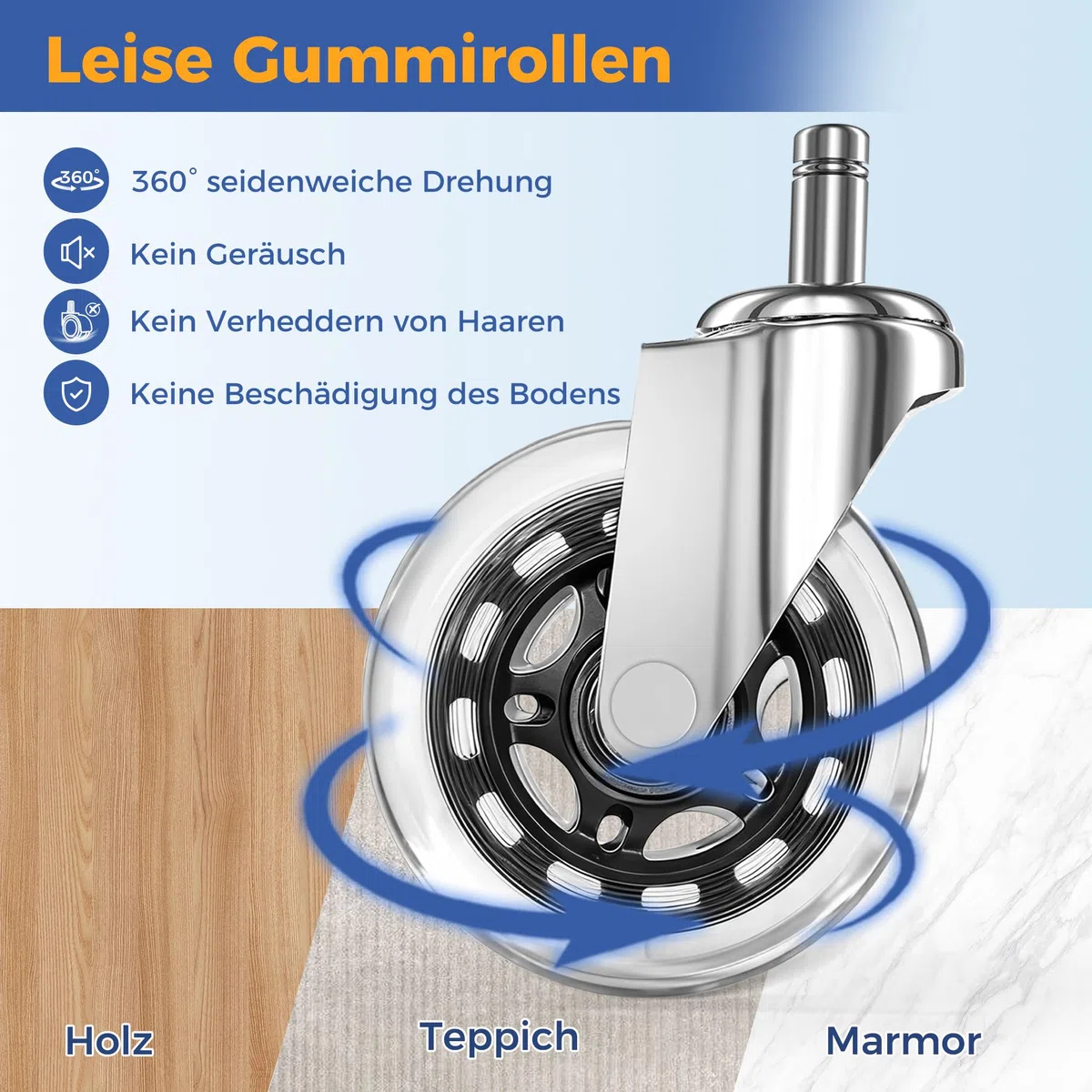 ANWBROAD Rollhocker höhenverstellbar mit Rollen 360° Drehhocker Hocker, Arbeitshocker bis 205 kg belastbar PU-Sitzpolsterung für Salon Spa, Haushalt und Kliniken Schwarz WSC001B