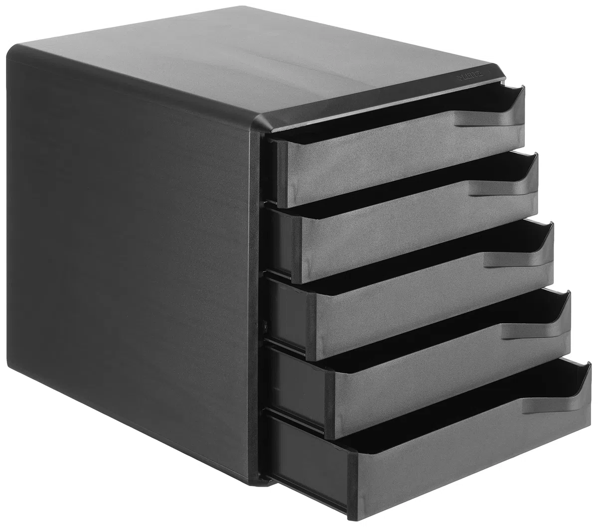 Leitz Post-Set mit 5 Schubladen, Schubladenset zur Aufbewahrung von Dokumenten und Büromaterialien, Schwarz, 52930095