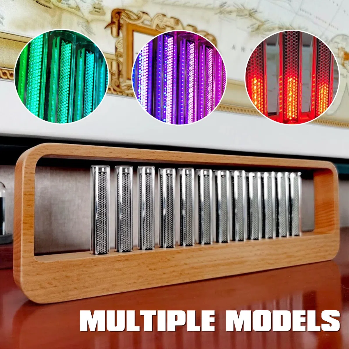 LED Nixie Uhr, Nixie Röhrenuhr Tube Clock, Musik Rhythmus Licht, Verschiedene Rhythmusstile, Einstellbare Helligkeit, Desktop Dekoration, Kreatives Geschenk zum Geburtstag Weihnachten